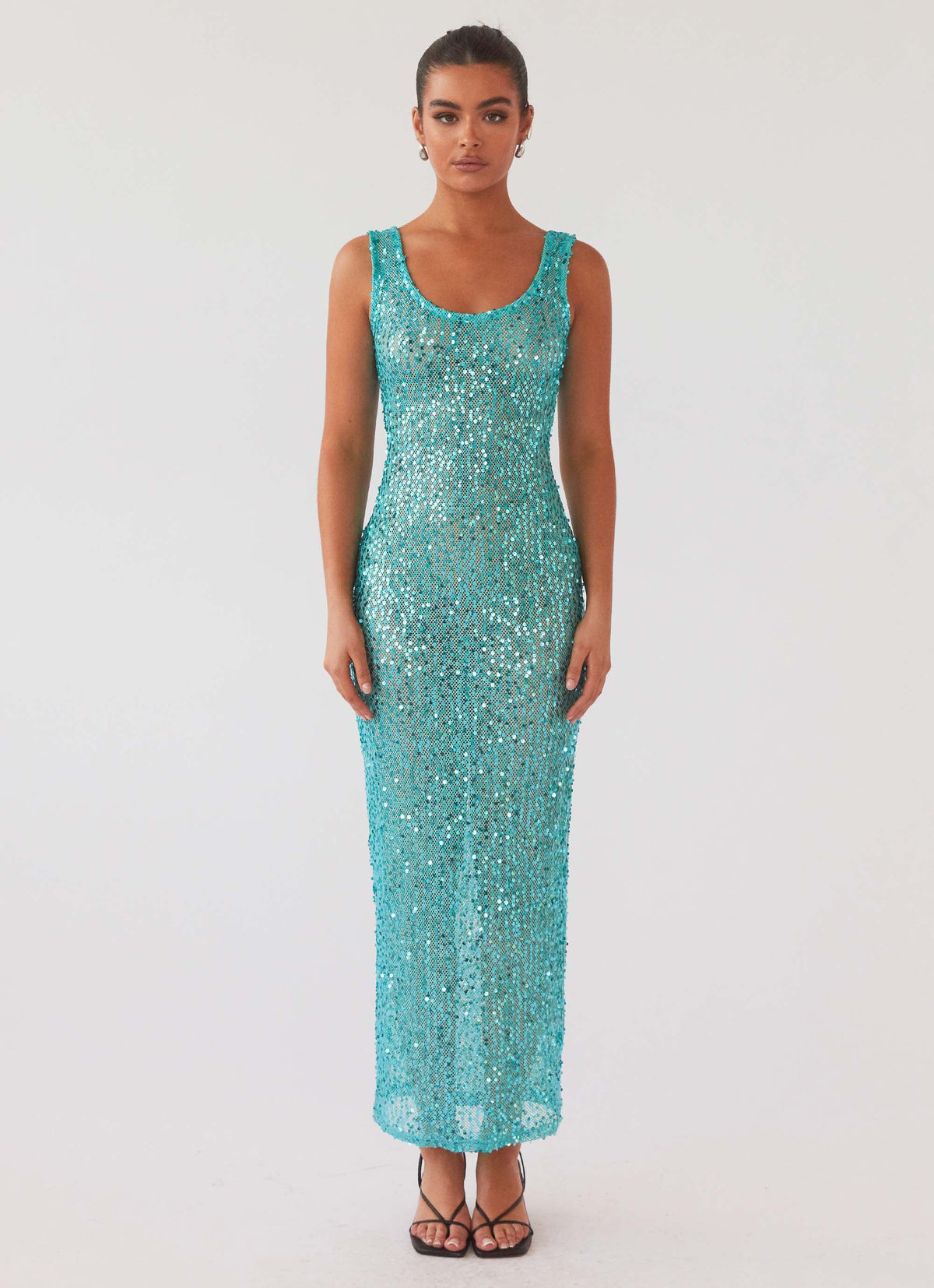 Womens Sweet Essence Maxi Dress in the colour Crystal in front of a light grey background