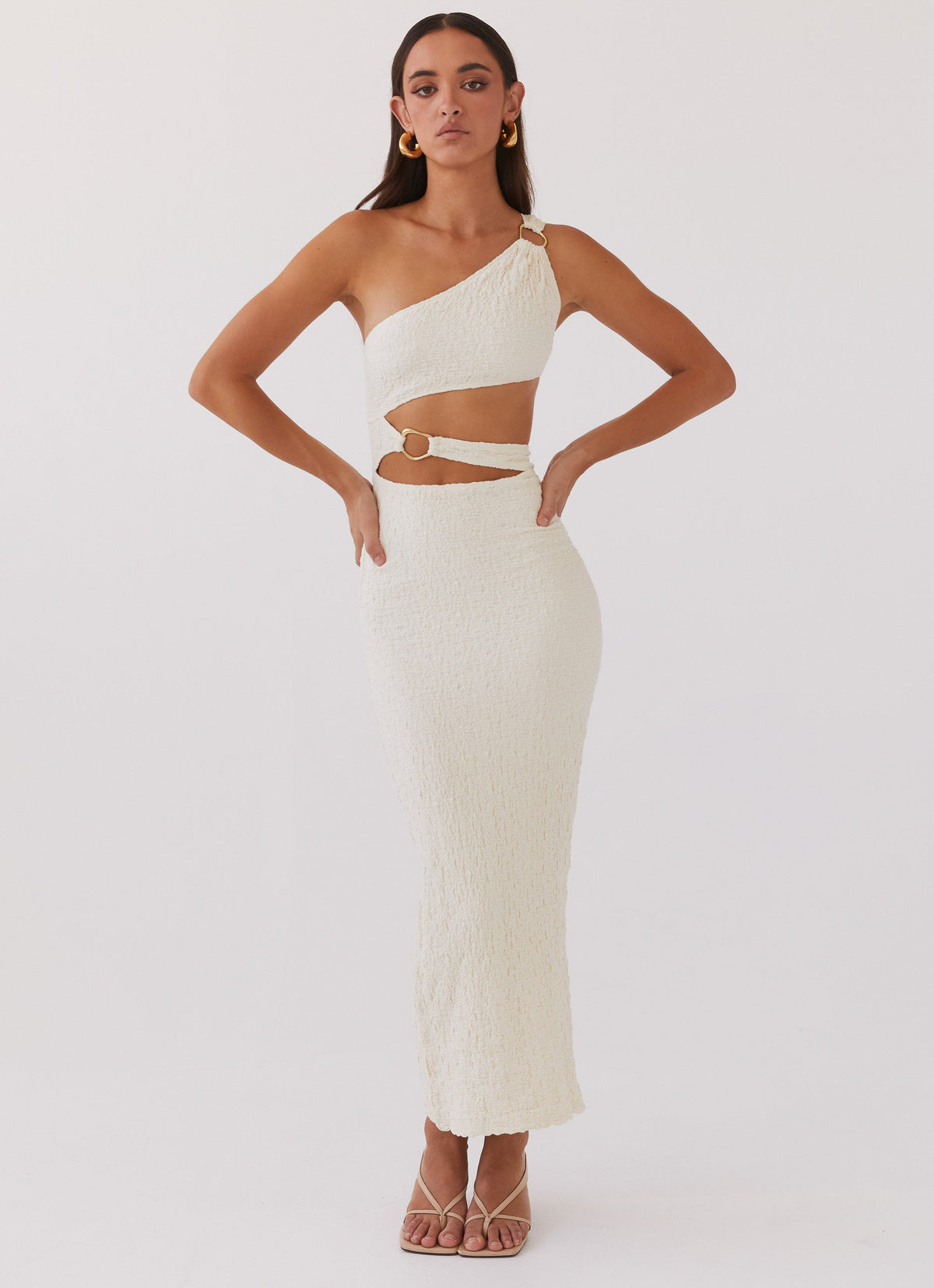 Womens North Haven Maxi Dress in the colour Ivory Wave in front of a light grey background