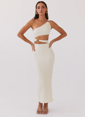 Womens North Haven Maxi Dress in the colour Ivory Wave in front of a light grey background