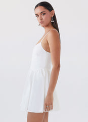 Womens Tesoro Mio Mini Dress in the colour White in front of a light grey background