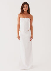 Womens Jaslyn Corset Top in the colour White in front of a light grey background