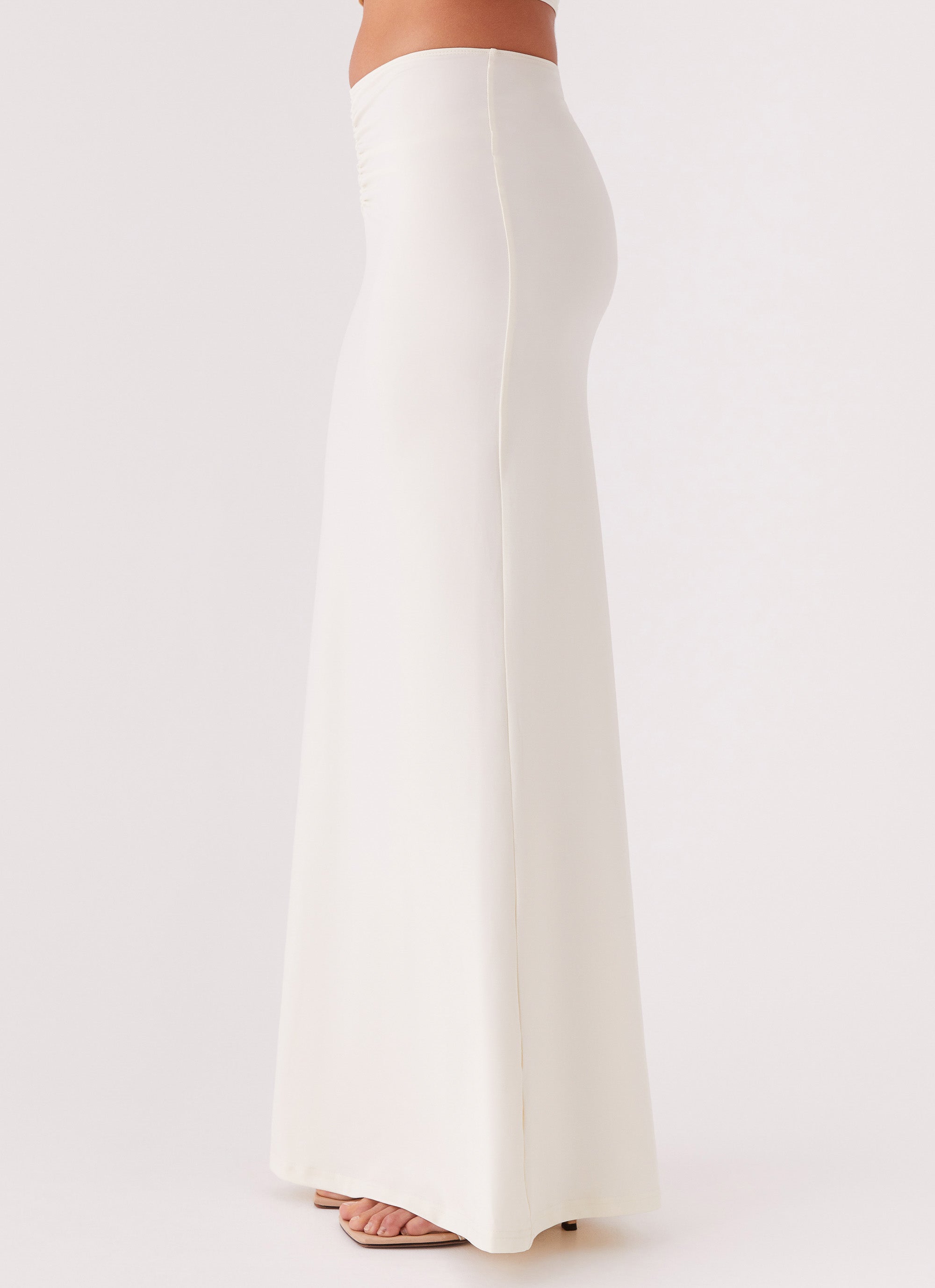 Womens Trixie Maxi Skirt in the colour Ivory in front of a light grey background