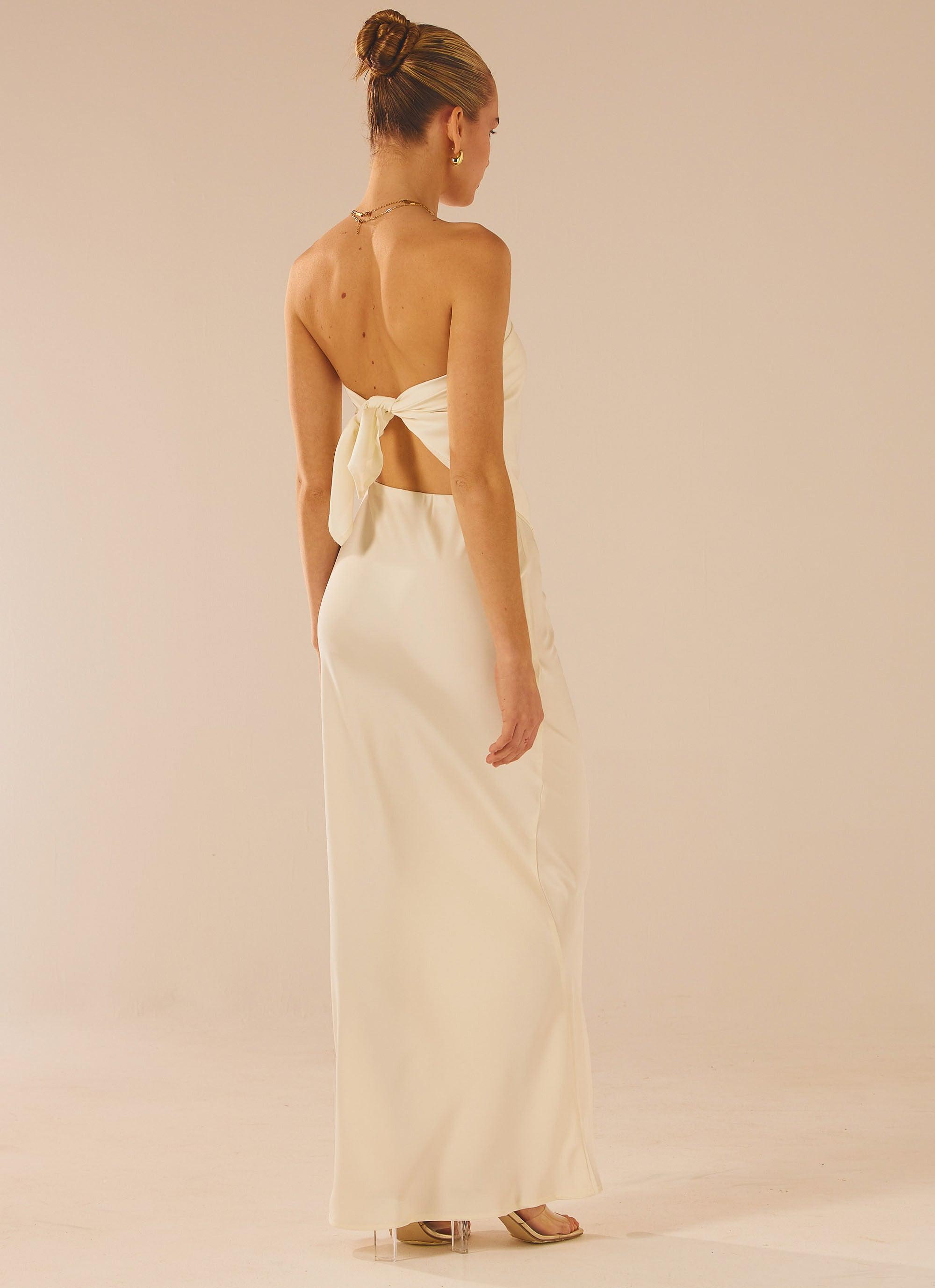 Aria Satin Maxi Skirt - Pearl - Peppermayo US