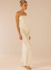 Aria Satin Maxi Skirt - Pearl - Peppermayo US