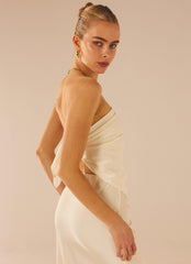 Mixed Signals Satin Scarf Top - Pearl - Peppermayo US