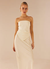 Mixed Signals Satin Scarf Top - Pearl - Peppermayo US