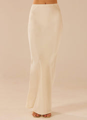 Aria Satin Maxi Skirt - Pearl - Peppermayo US