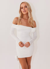 Womens Cecilia Rose Mini Dress in the colour White in front of a light grey background