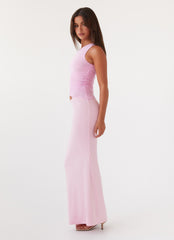 Womens Seranella One Shoulder Maxi Dress in the colour Pink in front of a light grey background