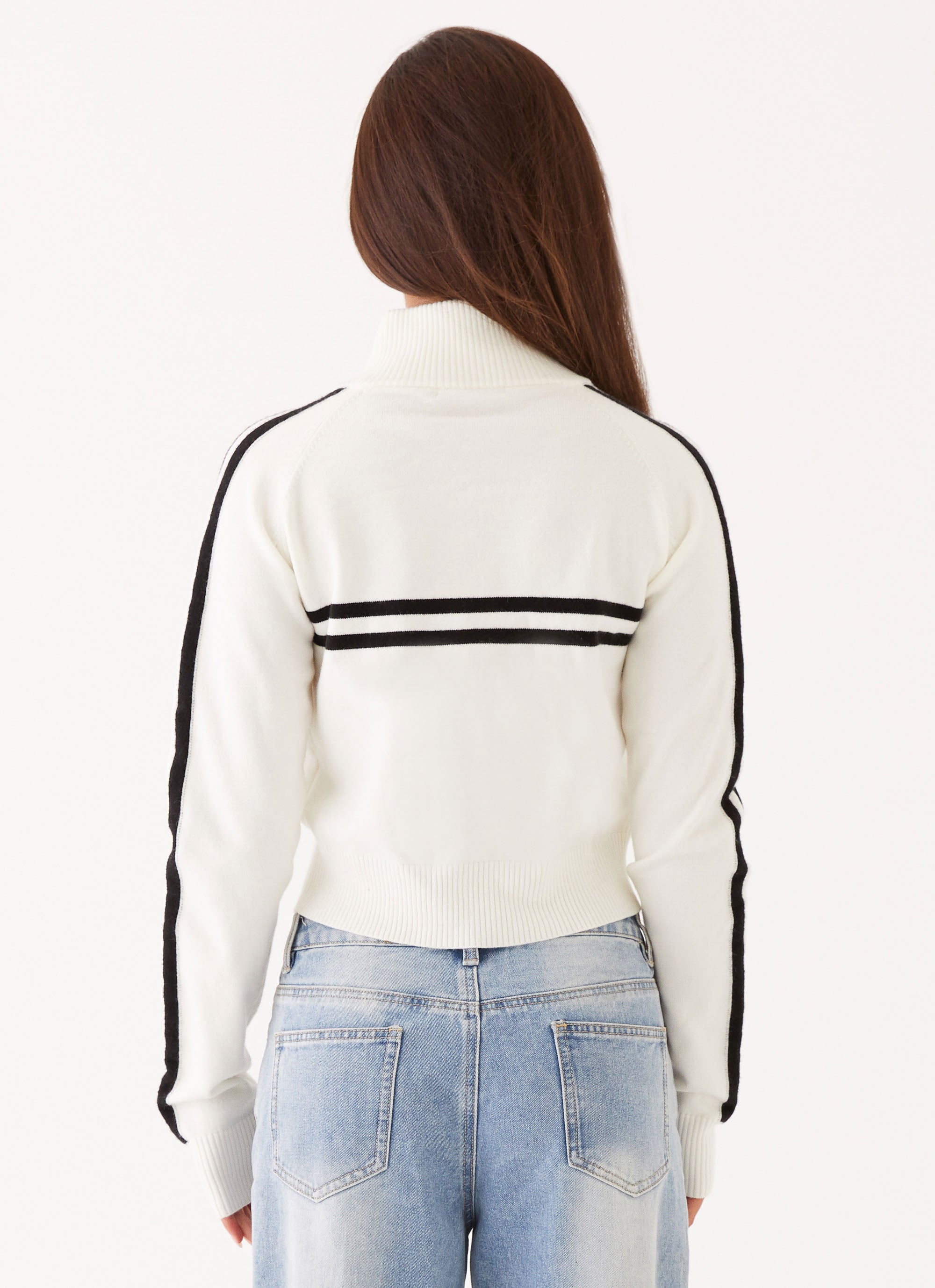 Womens Training Season Zip Jacket in the colour White in front of a light grey background