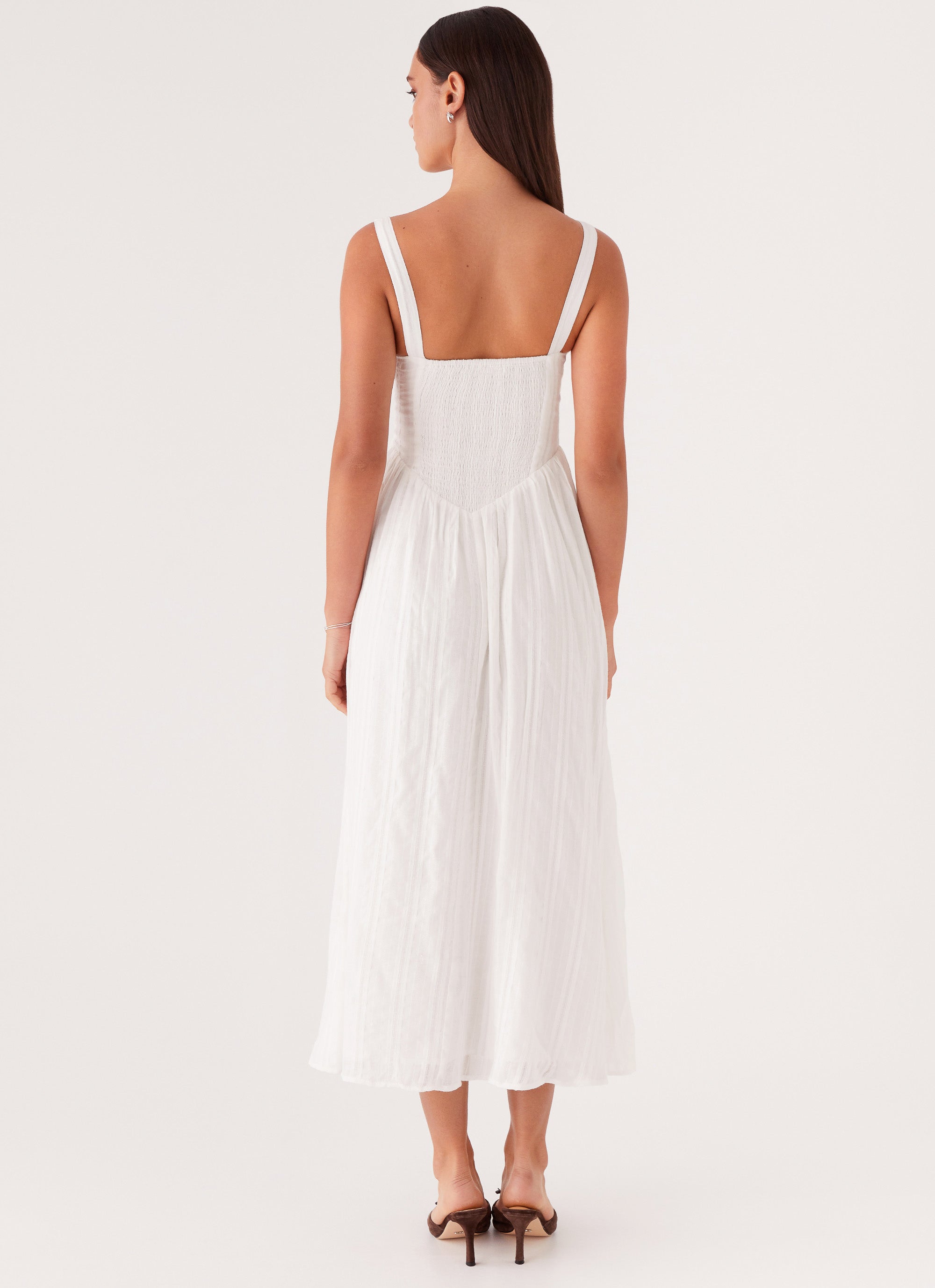 Womens Pascuelle Midi Dress in the colour White in front of a light grey background