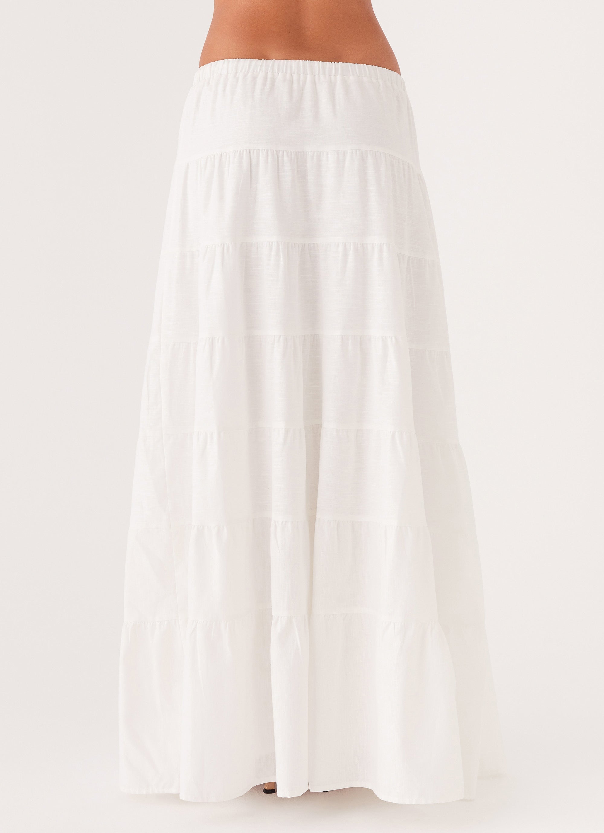 Womens Mariella Linen Maxi Skirt in the colour White in front of a light grey background
