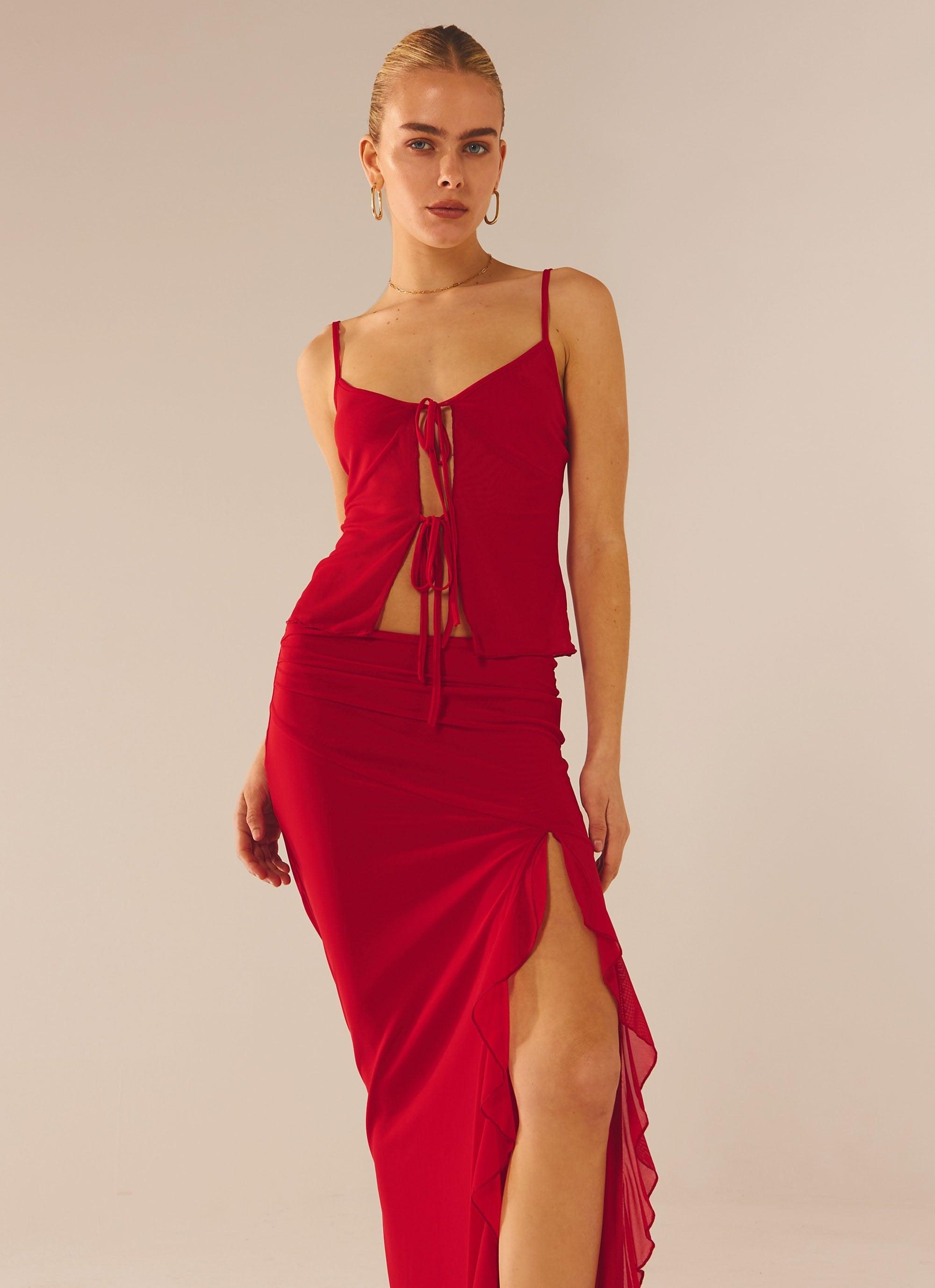 Bittersweet Mesh Cami Top - Red Rose - Peppermayo US