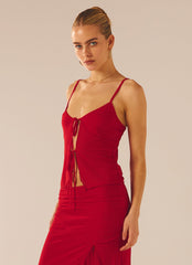 Bittersweet Mesh Cami Top - Red Rose - Peppermayo US