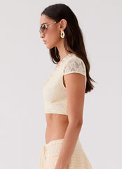 Womens Marley Crop Top in the colour Ivory in front of a light grey background