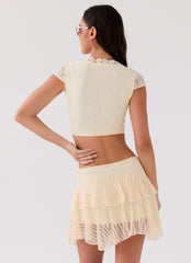 Womens Marley Crop Top in the colour Ivory in front of a light grey background