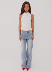 Womens Cloud Whisper Linen Top in the colour White in front of a light grey background