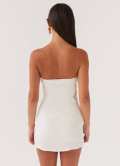 Womens Palm Island Tube Mini Dress in the colour White in front of a light grey background