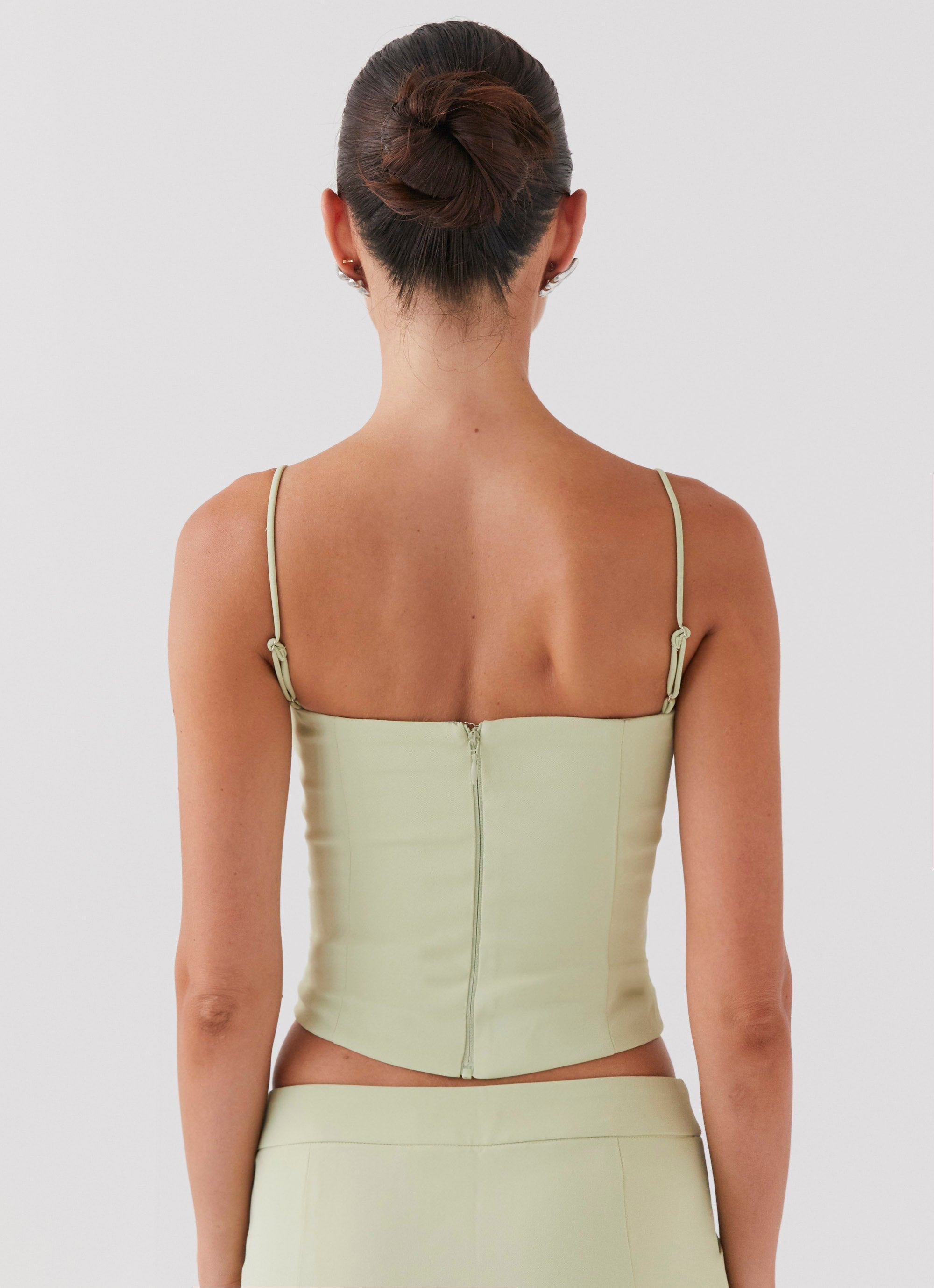 Womens Eliana Crop Top in the colour Green Zest in front of a light grey background