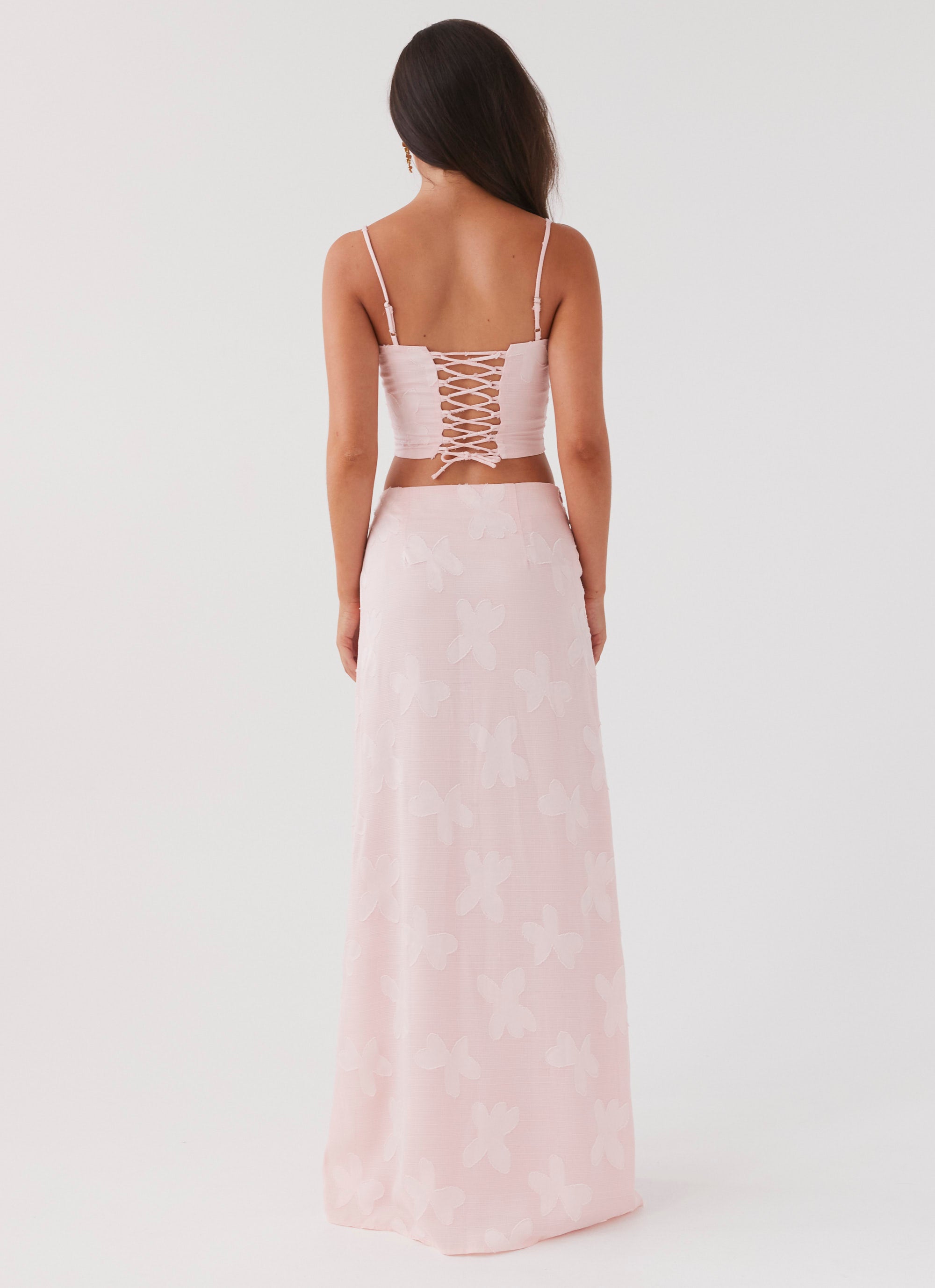 Womens Best Love Maxi Skirt in the colour Pink Petal in front of a light grey background