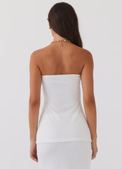 Womens Delicate Lady Knit Top in the colour White in front of a light grey background