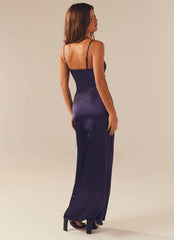 Lucille Satin Maxi Dress - Midnight Blue - Peppermayo US