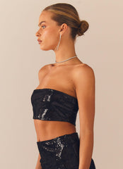 Emma Sequin Bustier - Black - Peppermayo US