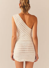 Percilla Ladder Knit Mini Dress - White - Peppermayo US