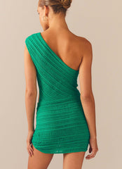 Percilla Ladder Knit Mini Dress - Evergreen - Peppermayo US