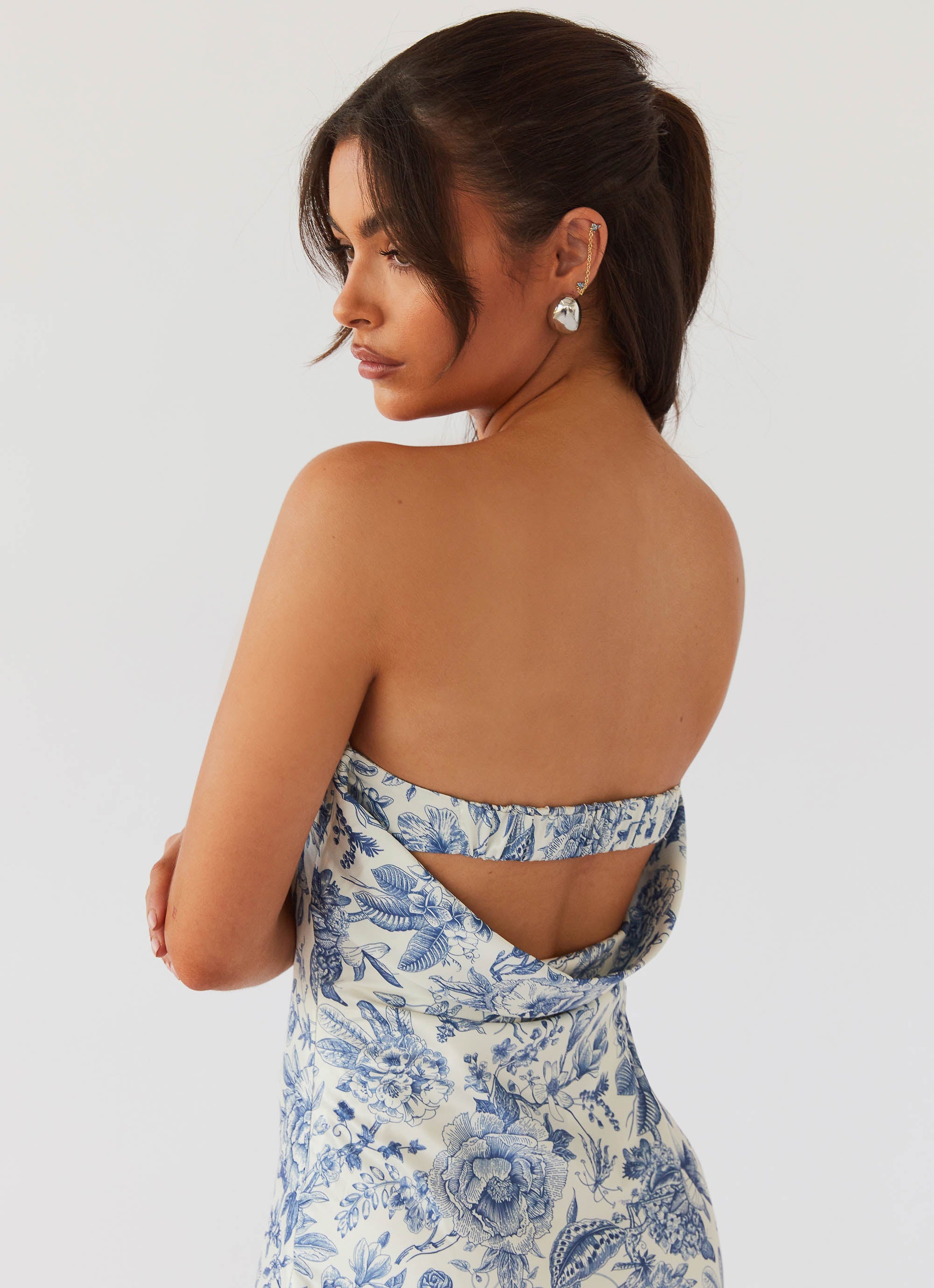 Womens Summer Lover Maxi Dress in the colour Blue Paisley in front of a light grey background