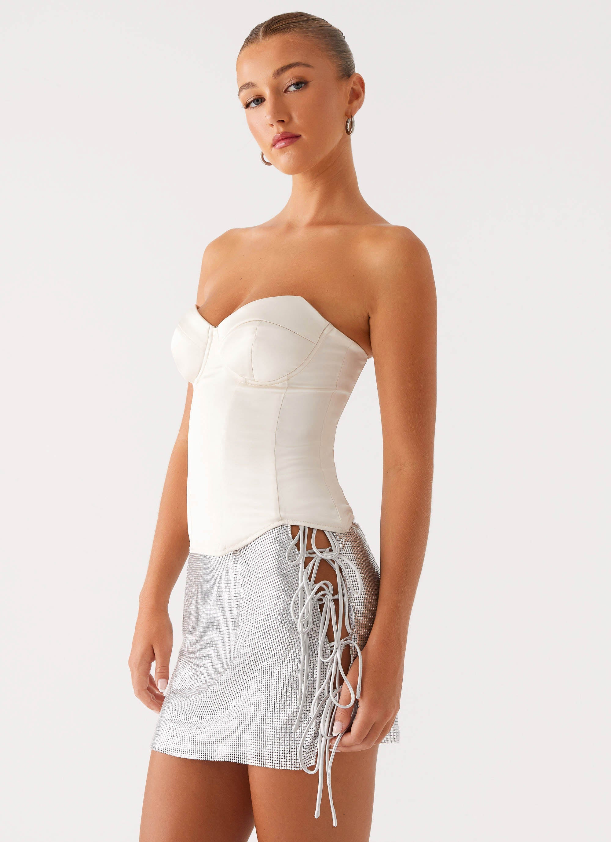 Popstar Glomesh Mini Skirt Silver 5 Peppermayo