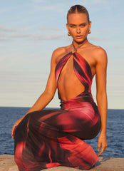Womens Rheanna Maxi Dress in the colour Pink Print in front of a light grey background