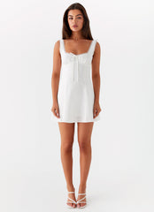 Womens Rowena Mini Dress in the colour White in front of a light grey background