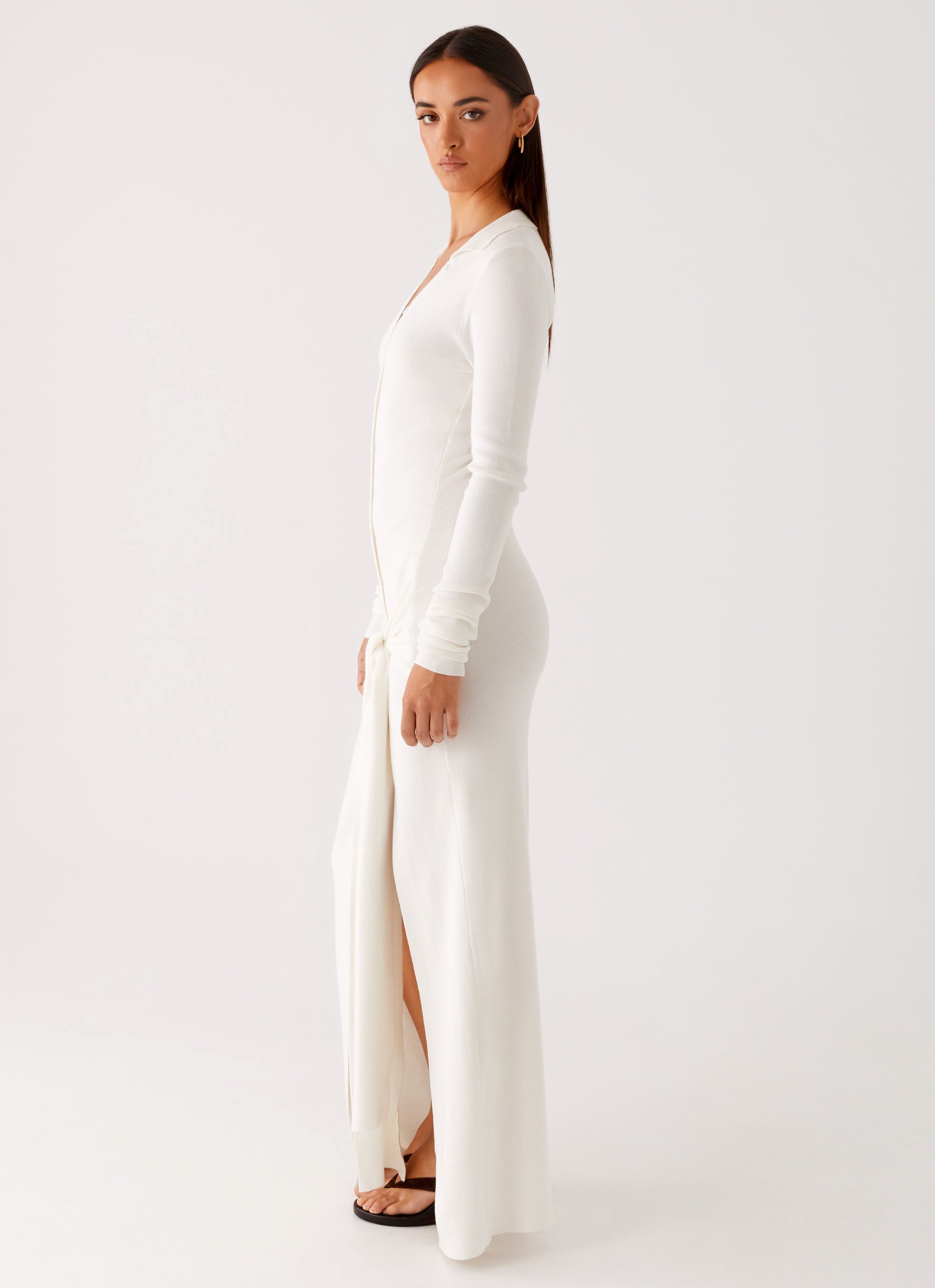 Sabetha Knit Maxi Dress White 2 Peppermayo