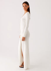 Sabetha Knit Maxi Dress White 2 Peppermayo