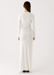 Sabetha Knit Maxi Dress White 3 Peppermayo