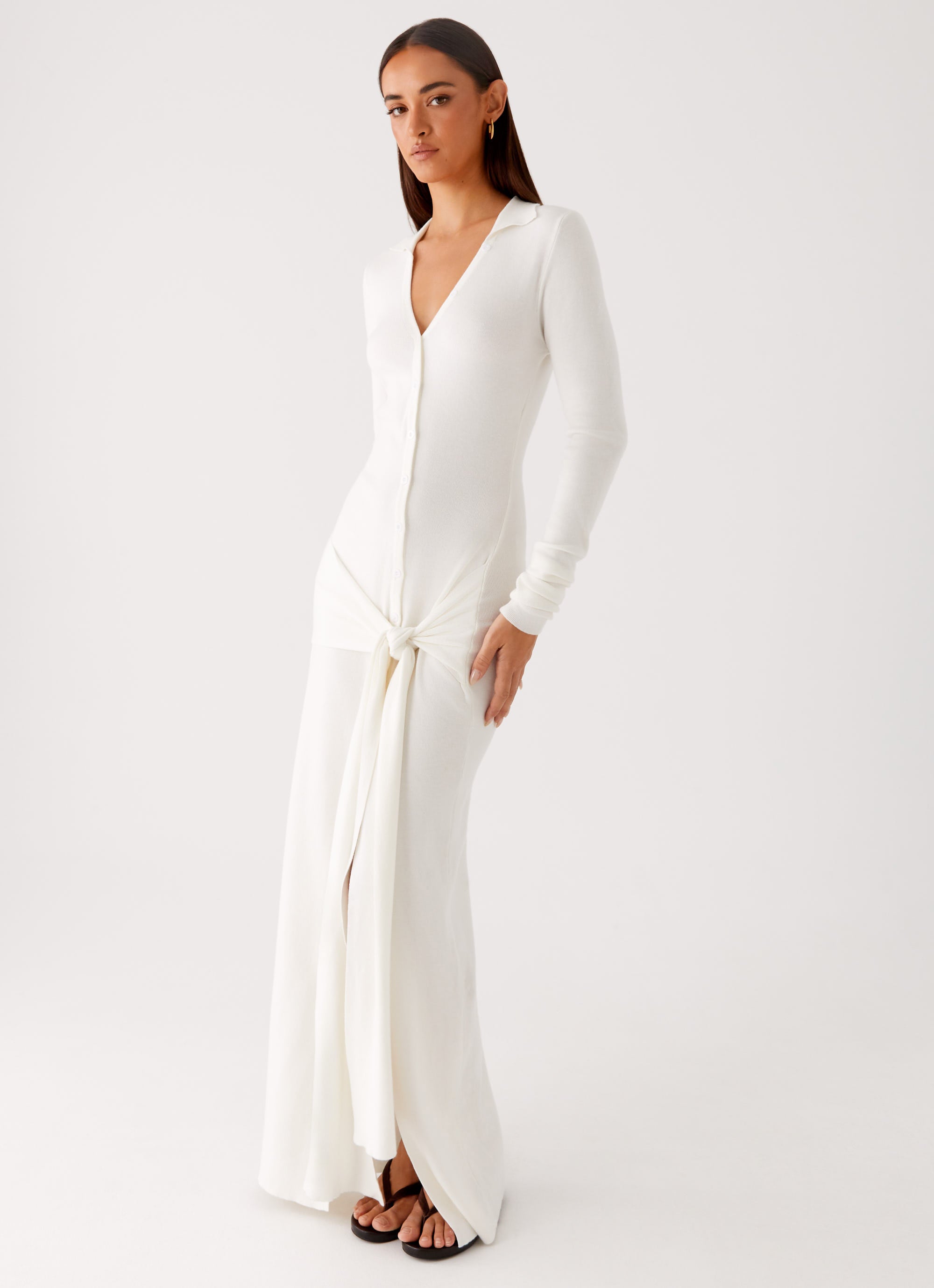Sabetha Knit Maxi Dress White 6 Peppermayo