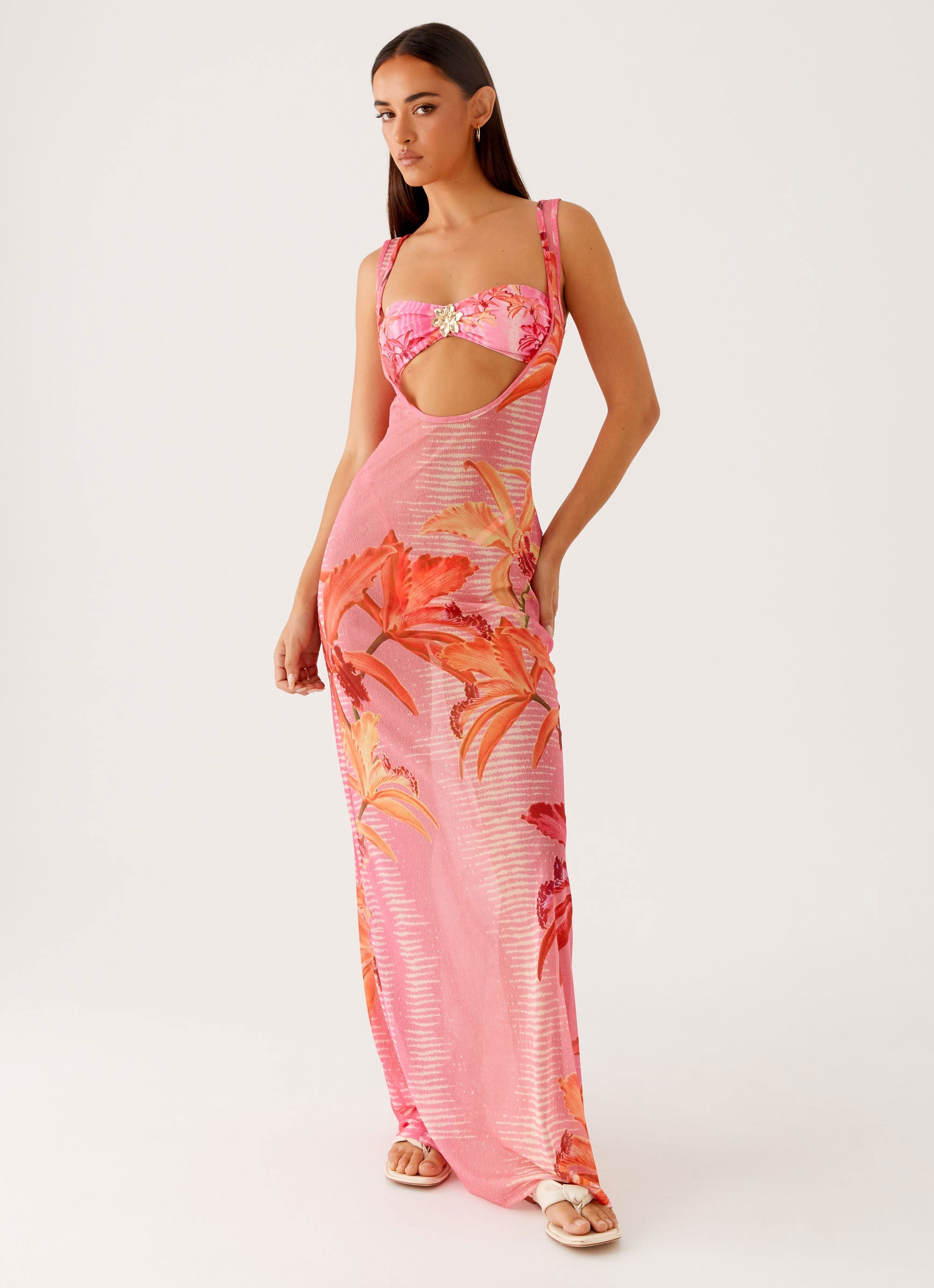 Sorella Maxi Dress Tropical Pink Print 4 Peppermayo