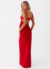 Womens Stefanie Maxi Dress in the colour Red in front of a light grey background