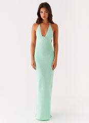 Tropez Knit Maxi Dress Pastel Green 1 Peppermayo