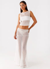 Velli Crochet Maxi Skirt White 5 Peppermayo