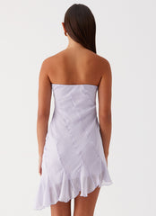 Womens Yolanda Mini Dress in the colour Lavender in front of a light grey background