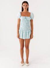 Yolene Mini Dress Green Gingham 1 Peppermayo