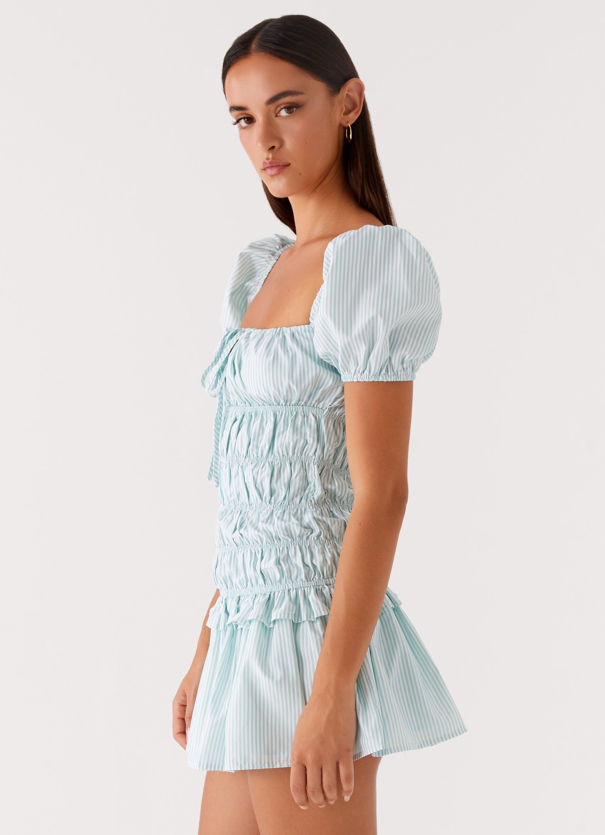 Yolene Mini Dress Green Gingham 2 Peppermayo