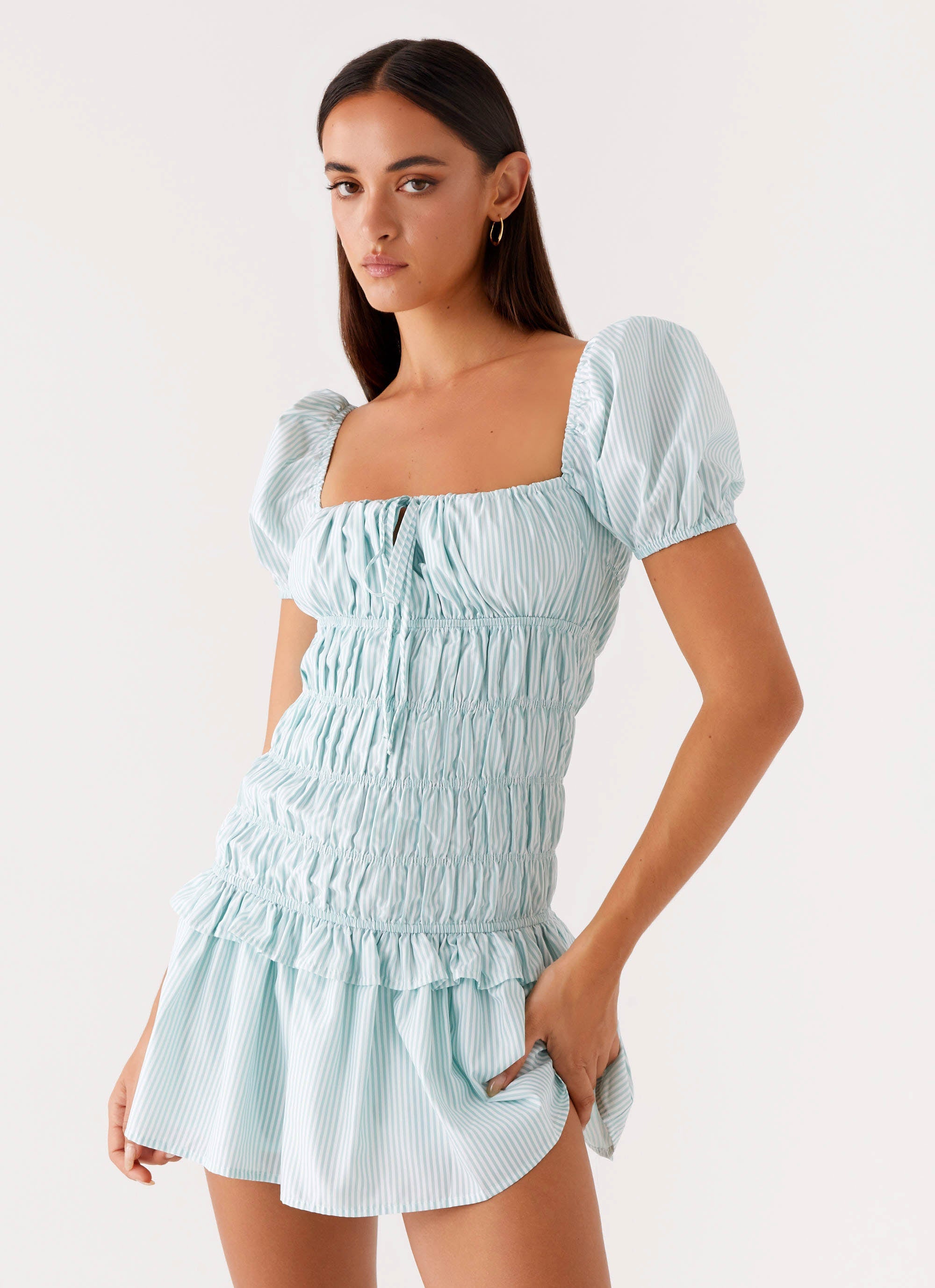 Yolene Mini Dress Green Gingham 5 Peppermayo