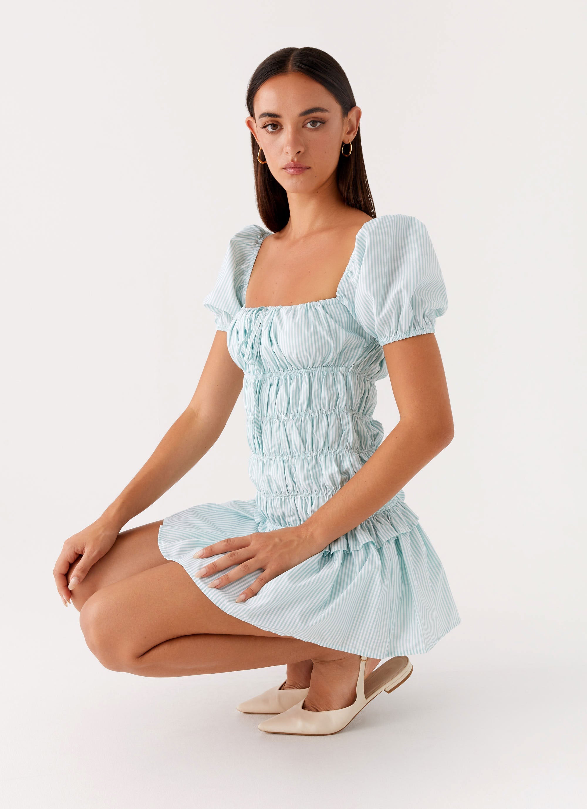 Yolene Mini Dress Green Gingham 6 Peppermayo