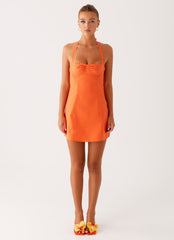 Contessa-Halter-Mini-Dress-Orange-1-Peppermayojpg