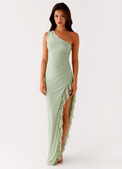 Clarence Maxi Dress Sage 1 Peppermayo