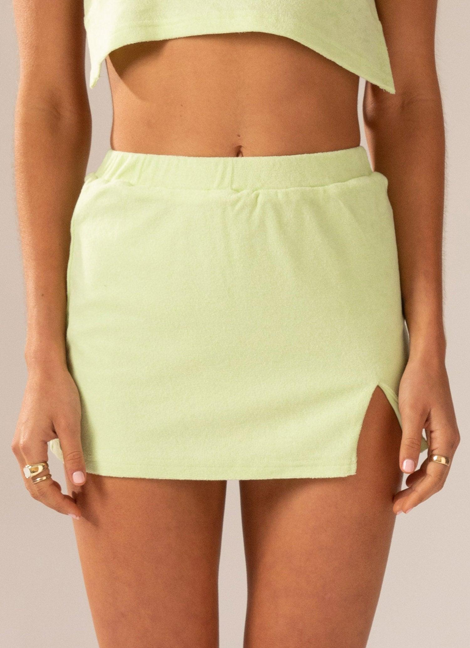 Changing Seasons Terry Mini Skirt - Lime Green - Peppermayo US