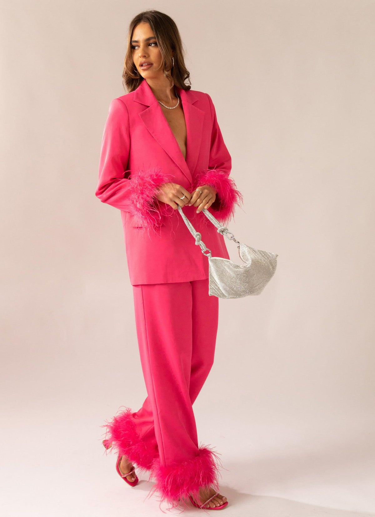 Shake It Off Feather Pants - Magenta - Peppermayo US